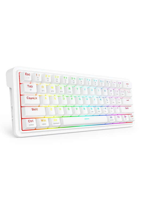 REDRAGON - Redragon K730W RGB Pro Draconic V2 White 60% Gasket Wireless Mechanical Keyboard - white