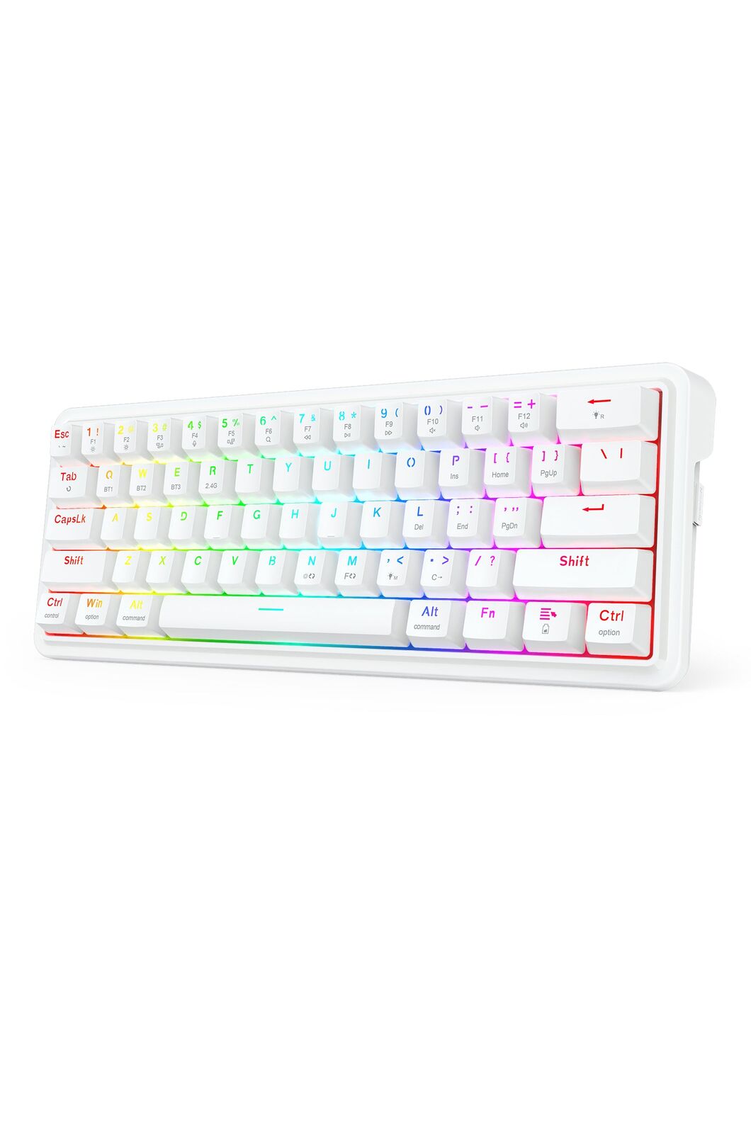 REDRAGON - Redragon K730W RGB Pro Draconic V2 White 60% Gasket Wireless Mechanical Keyboard - white