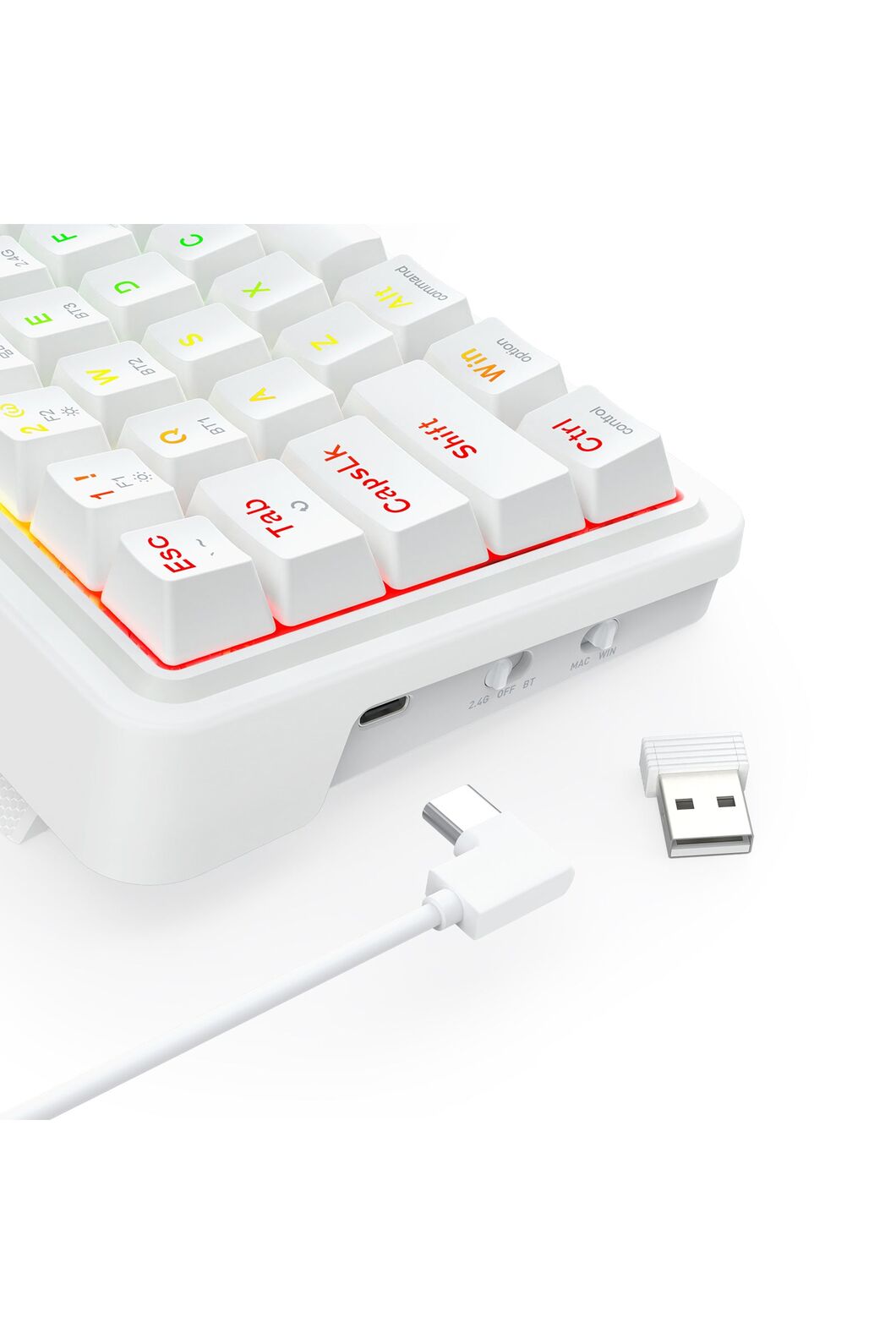 REDRAGON - Redragon K730W RGB Pro Draconic V2 White 60% Gasket Wireless Mechanical Keyboard - white