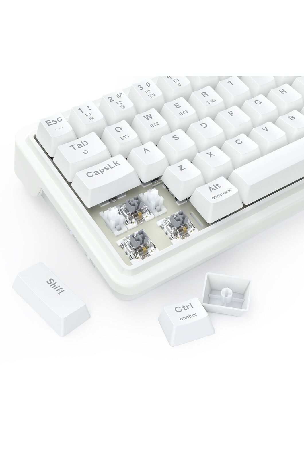 REDRAGON - Redragon K730W RGB Pro Draconic V2 White 60% Gasket Wireless Mechanical Keyboard - white