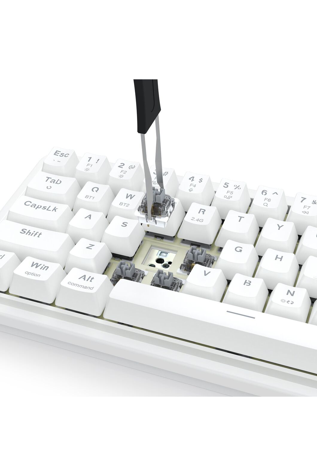 REDRAGON - Redragon K730W RGB Pro Draconic V2 White 60% Gasket Wireless Mechanical Keyboard - white