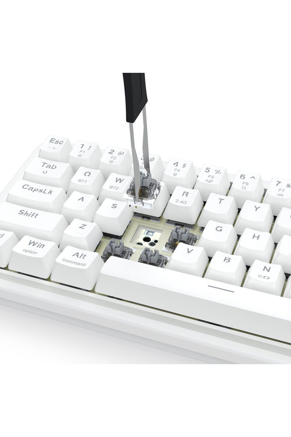 REDRAGON - Redragon K730W RGB Pro Draconic V2 White 60% Gasket Wireless Mechanical Keyboard - white