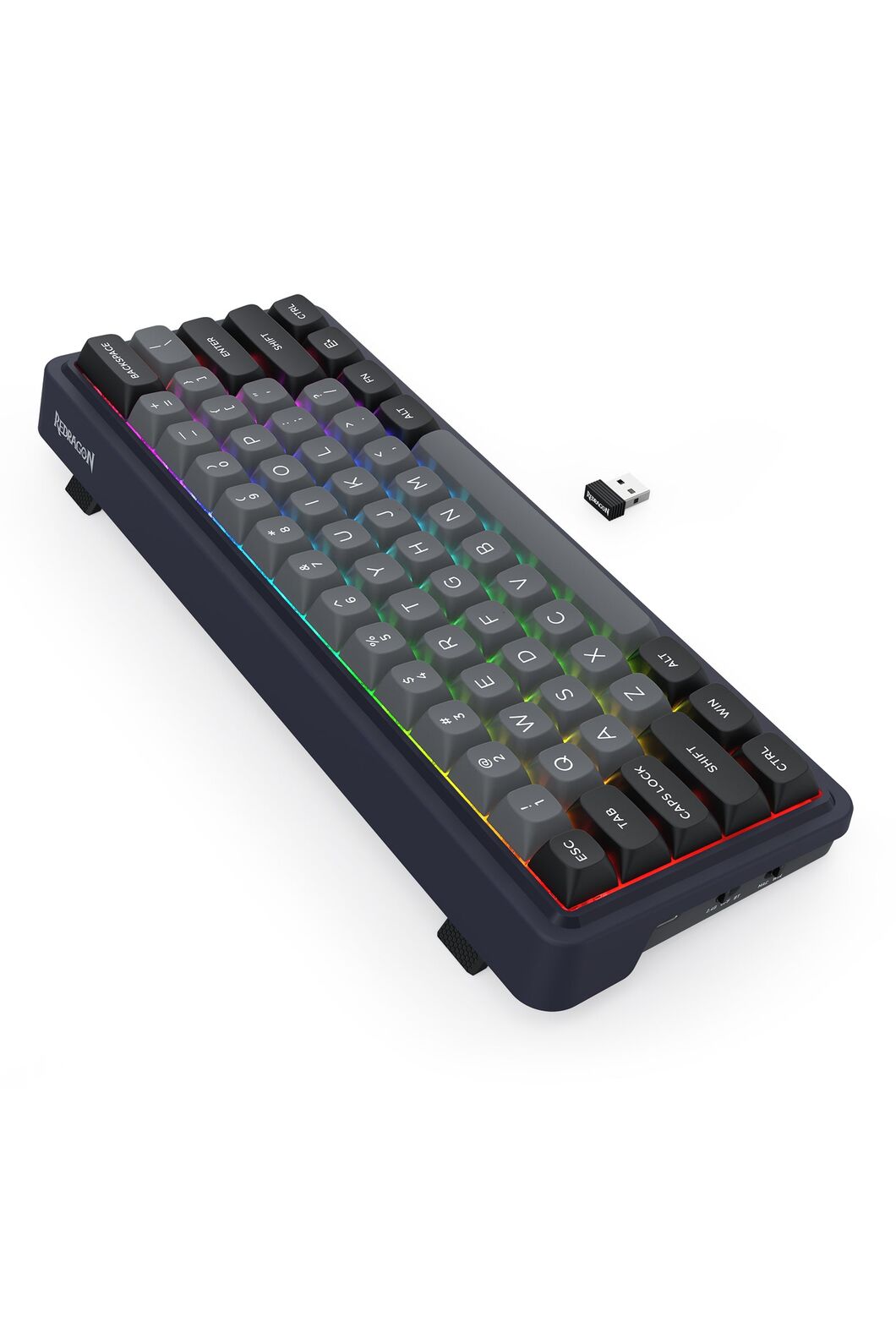 REDRAGON - Redragon K730GB RGB Pro Draconic V2 Black 60% Gasket Wireless Mechanical Keyboard - black