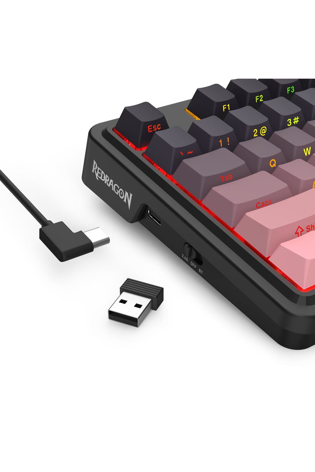 REDRAGON - Redragon K728SP RGB Pro Antonium Pro Pink TKL Gasket Wireless Mechanical Keyboard - pink