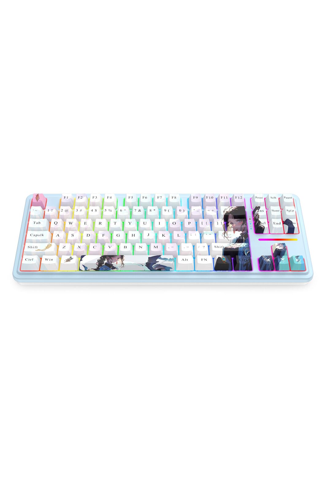 REDRAGON - Redragon K728AK RGB Pro Antonium Pro Blue TKL Noise Dampened Wireless Mechanical Keyboard - blue