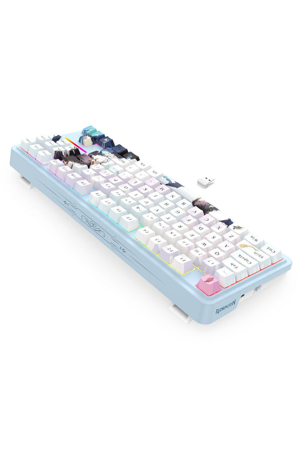 REDRAGON - Redragon K728AK RGB Pro Antonium Pro Blue TKL Noise Dampened Wireless Mechanical Keyboard - blue