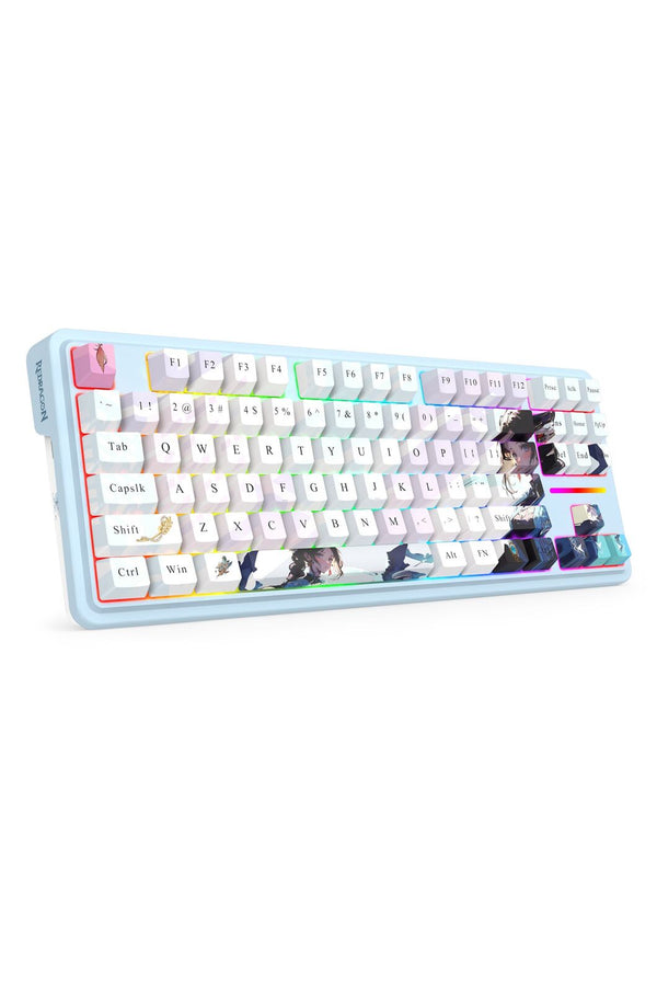 REDRAGON - Redragon K728AK RGB Pro Antonium Pro Blue TKL Noise Dampened Wireless Mechanical Keyboard - blue