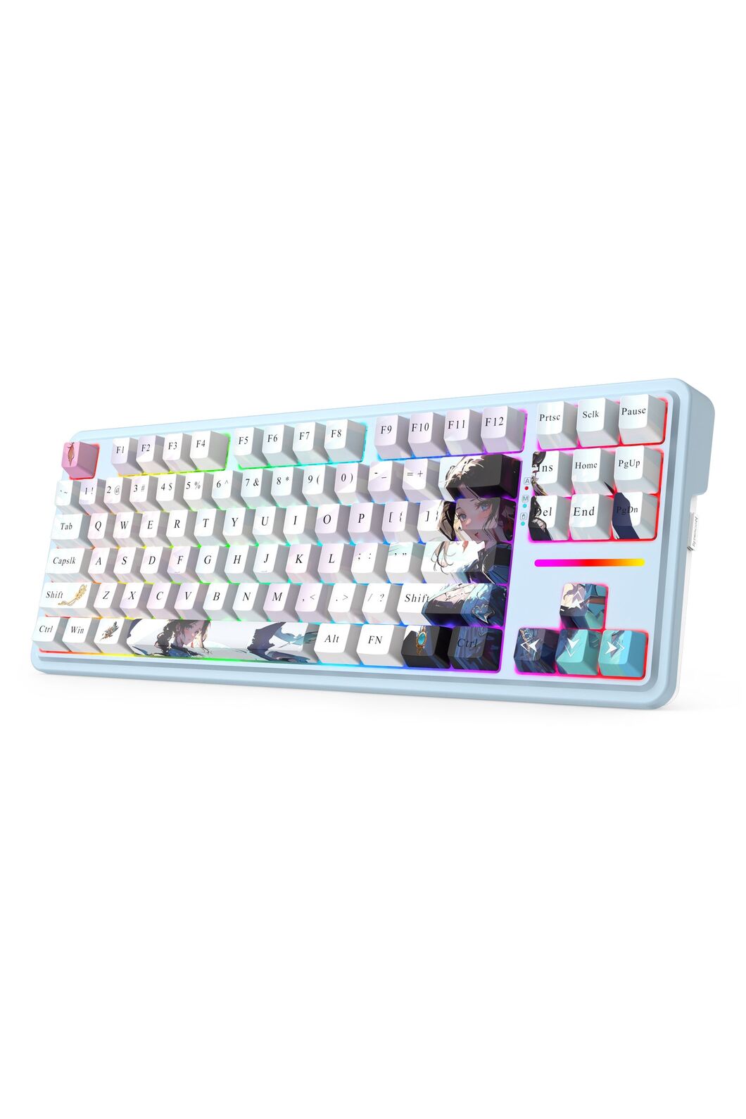 REDRAGON - Redragon K728AK RGB Pro Antonium Pro Blue TKL Noise Dampened Wireless Mechanical Keyboard - blue