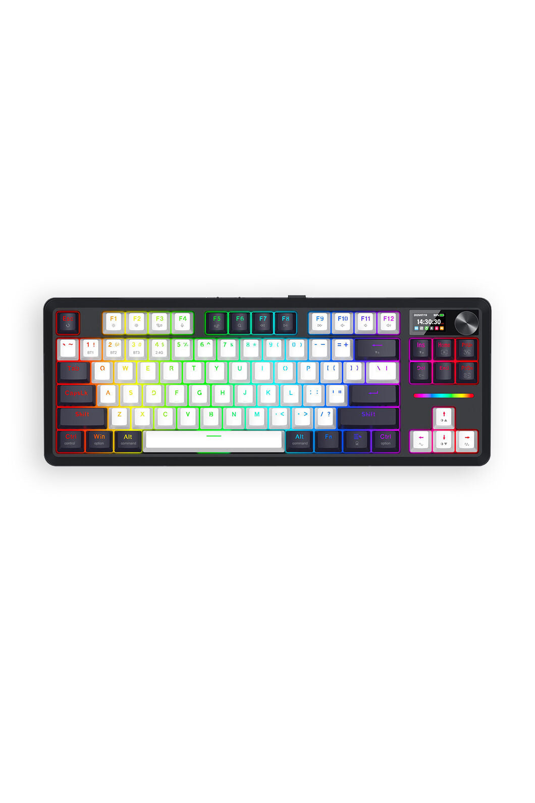 REDRAGON - Redragon K746WB RGB Pro Wildslash LCD Black 84-Key Gasket Wireless Mechanical Keyboard - black