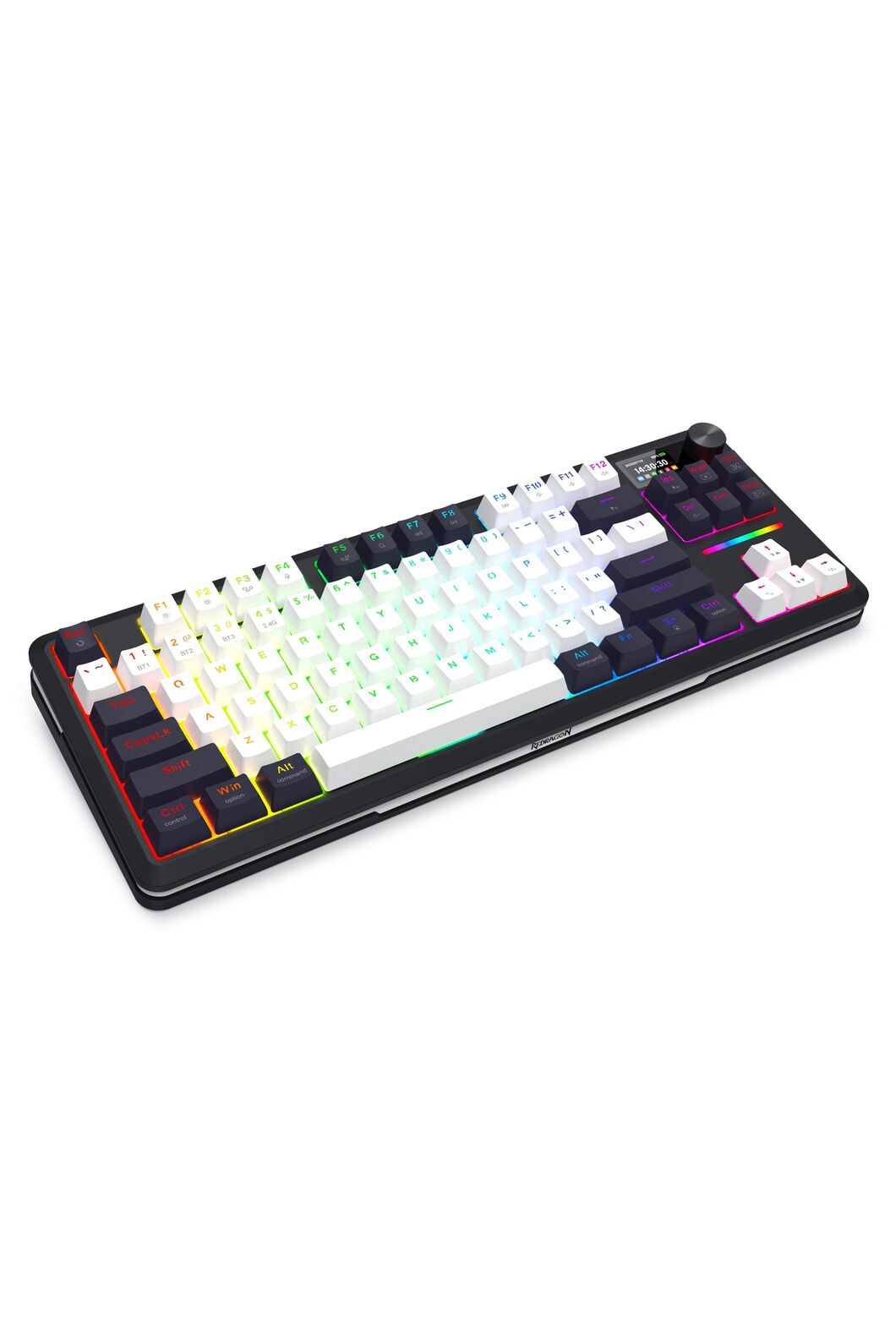 REDRAGON - Redragon K746WB RGB Pro Wildslash LCD Black 84-Key Gasket Wireless Mechanical Keyboard - black