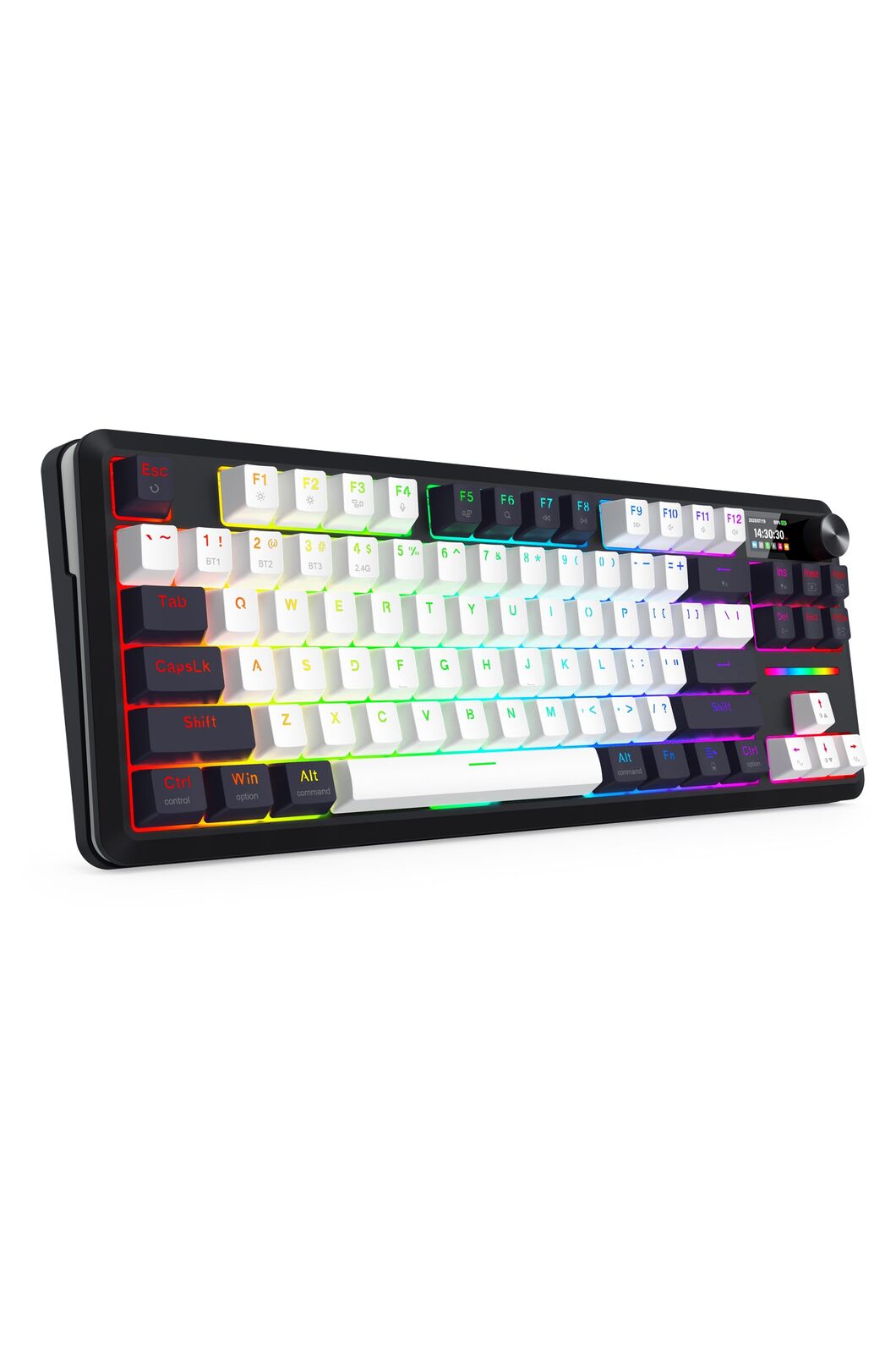 REDRAGON - Redragon K746WB RGB Pro Wildslash LCD Black 84-Key Gasket Wireless Mechanical Keyboard - black