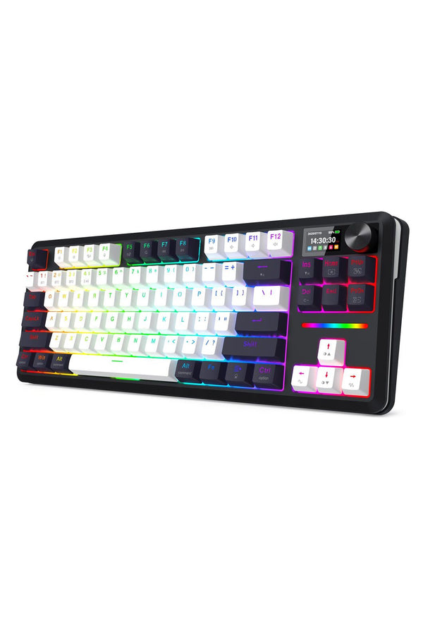 REDRAGON - Redragon K746WB RGB Pro Wildslash LCD Black 84-Key Gasket Wireless Mechanical Keyboard - black