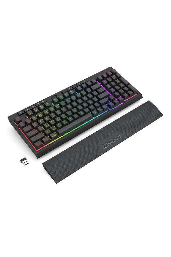 REDRAGON - Redragon K515RGB-PRO Shiva Black 98-Key Wireless RGB Gaming Keyboard - black