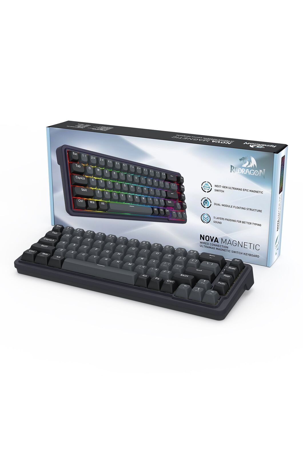 REDRAGON - Redragon K709GB RGB M 68% UltraMag Rapid Trigger Magnetic Keyboard - black
