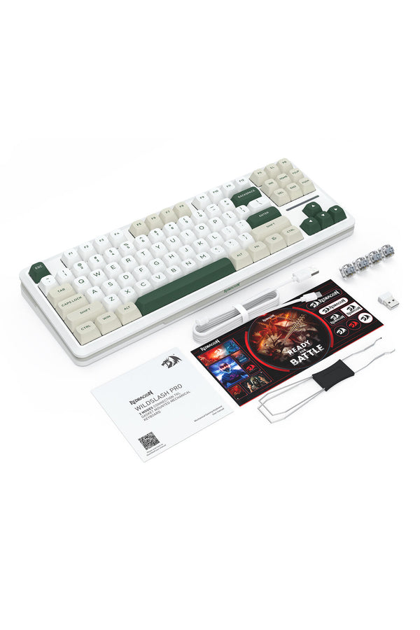 REDRAGON - Redragon K734WCG RGB Pro Wildslash White TKL Gasket Wireless Mechanical Keyboard - white