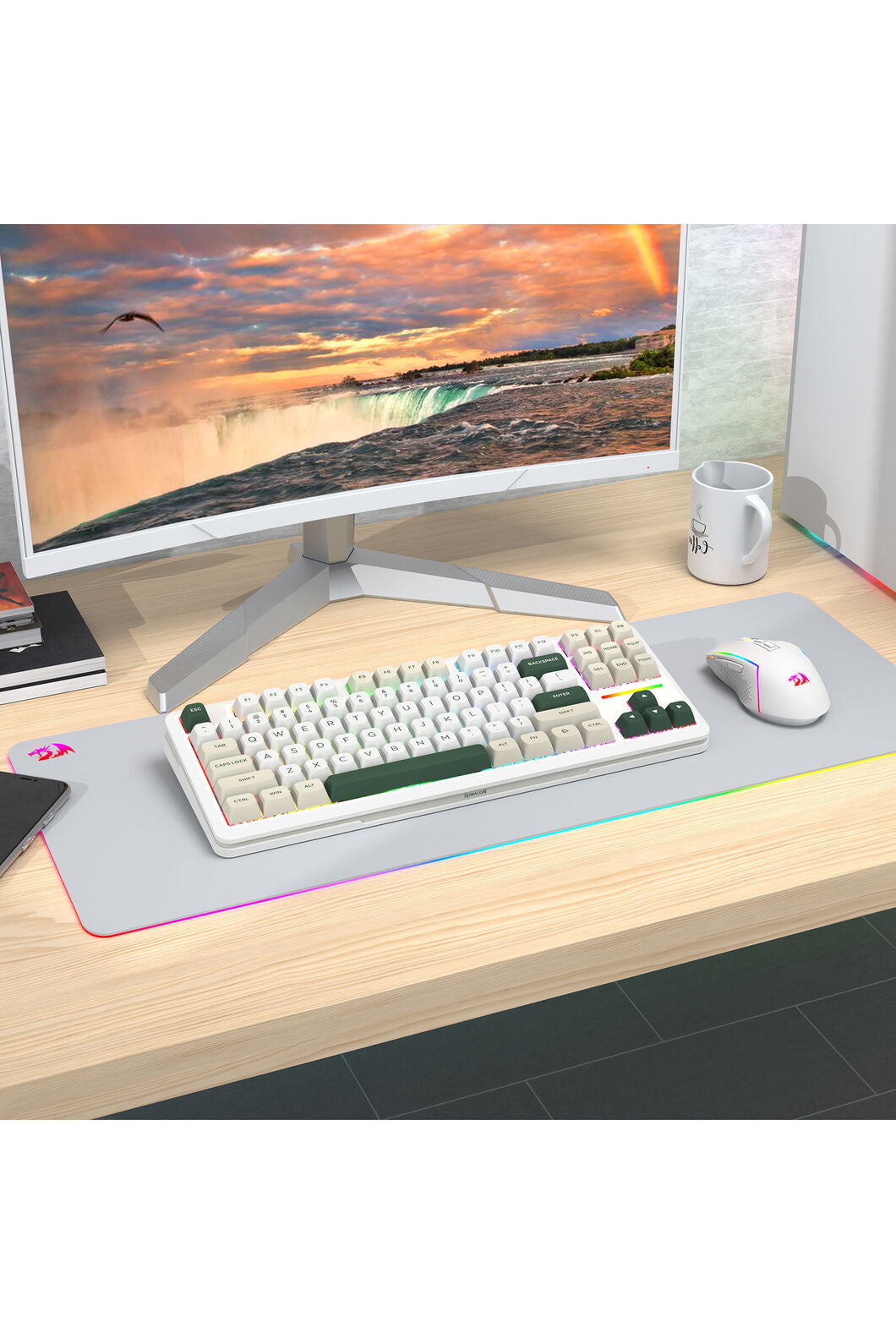REDRAGON - Redragon K734WCG RGB Pro Wildslash White TKL Gasket Wireless Mechanical Keyboard - white