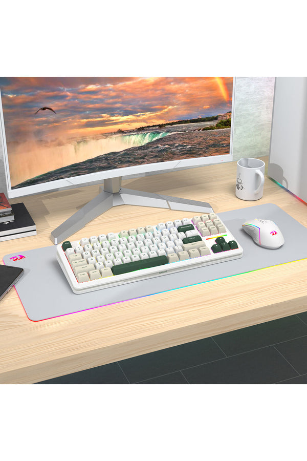 REDRAGON - Redragon K734WCG RGB Pro Wildslash White TKL Gasket Wireless Mechanical Keyboard - white