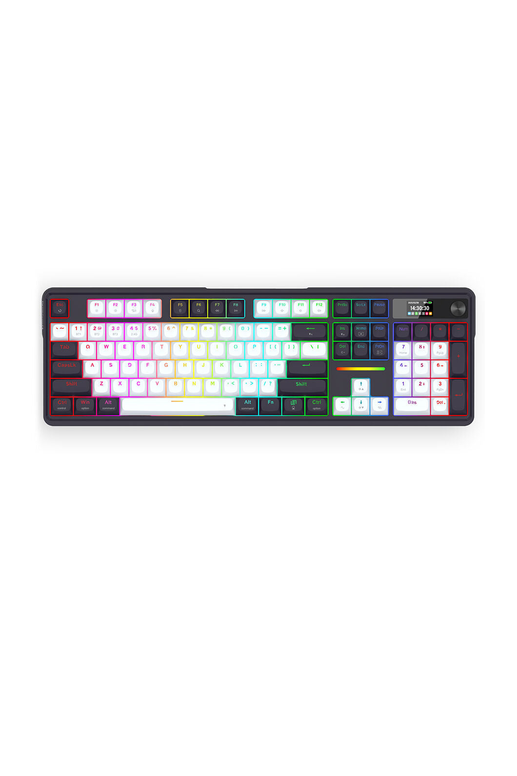 REDRAGON - Redragon K762WB-RGB Pro Terraflare Black/White Tri-Mode Gasket Mechanical Keyboard - black-white