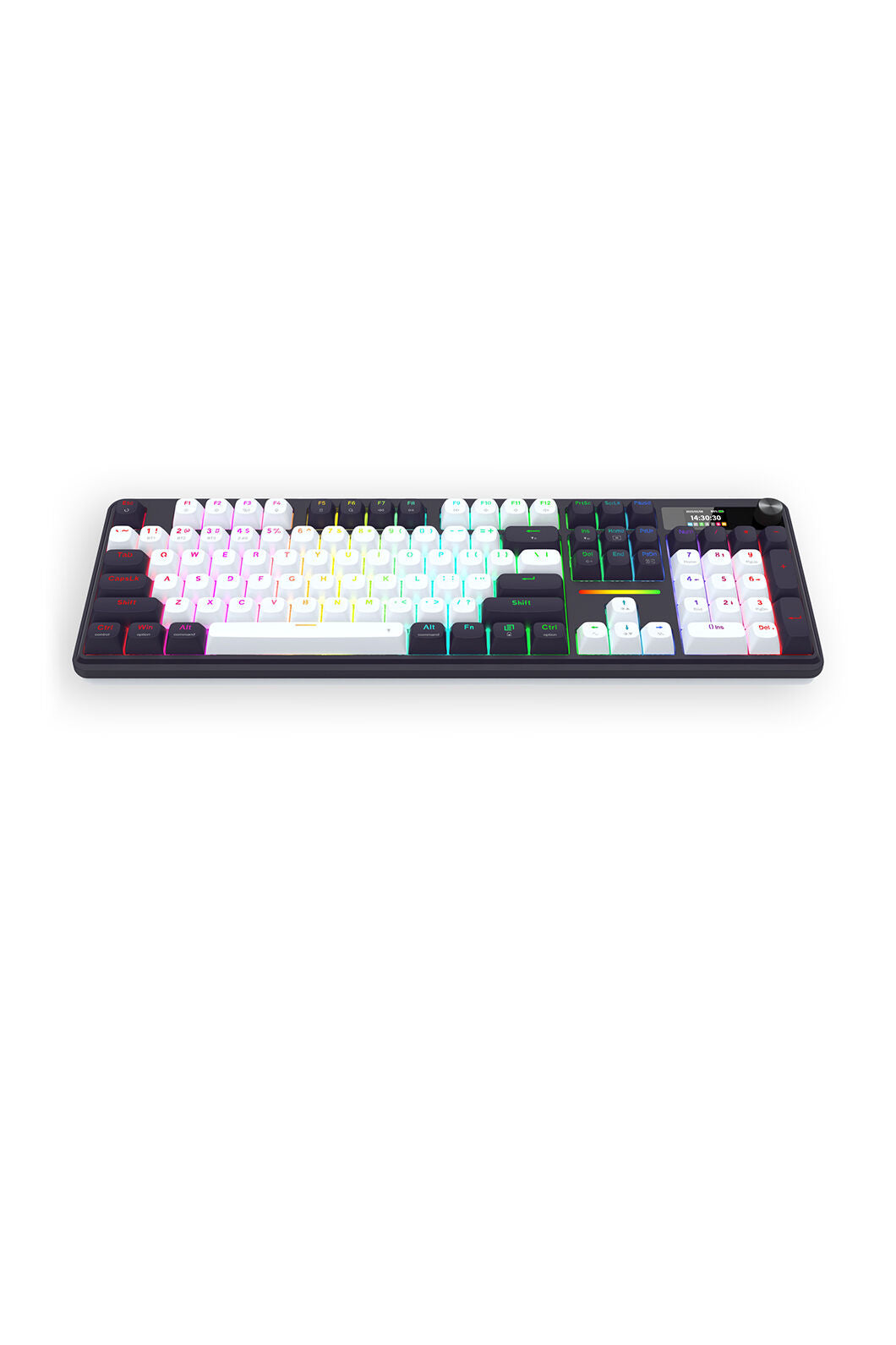 REDRAGON - Redragon K762WB-RGB Pro Terraflare Black/White Tri-Mode Gasket Mechanical Keyboard - black-white