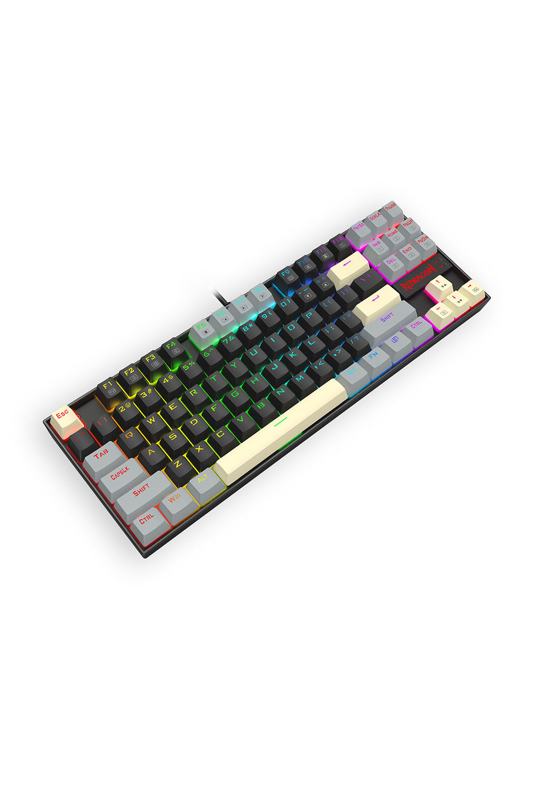REDRAGON - Redragon K552LGY-RGB Kumara Wired Mechanical Keyboard-Black/Grey - black-grey