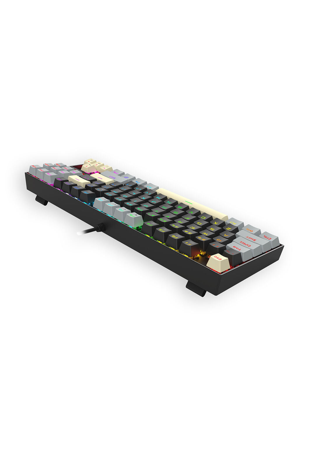 REDRAGON - Redragon K552LGY-RGB Kumara Wired Mechanical Keyboard-Black/Grey - black-grey
