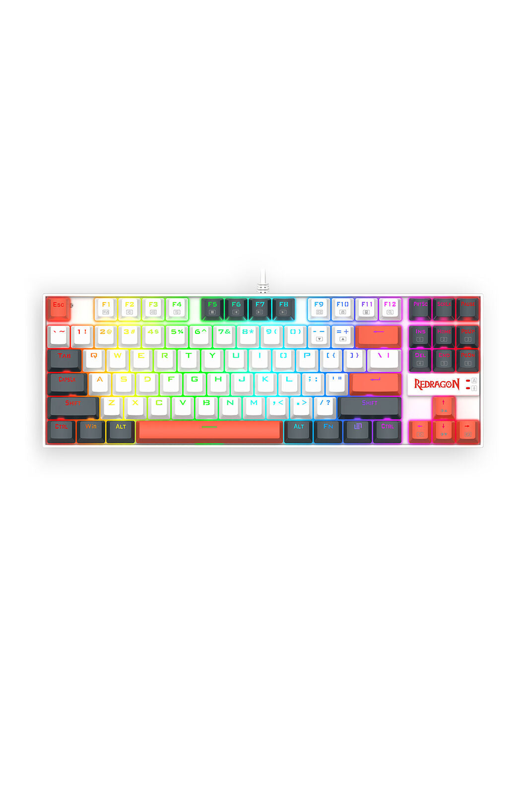 REDRAGON - K552WLR-RGB Kumara Wired KB-White/Orange - white-orange