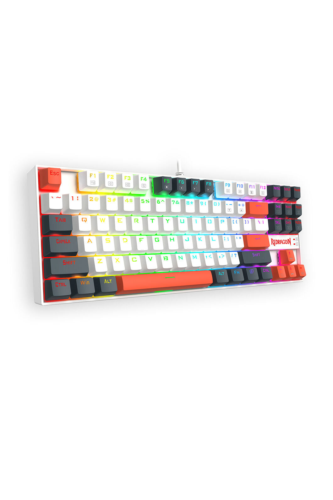 REDRAGON - K552WLR-RGB Kumara Wired KB-White/Orange - white-orange