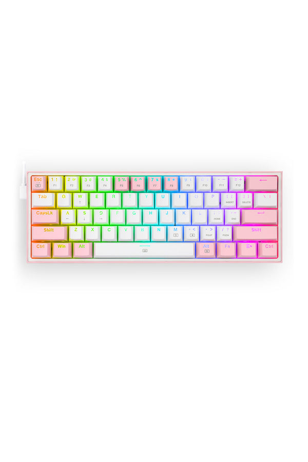REDRAGON - K617-RGB Fizz 61Key Wired KB-White/Pink - white-pink