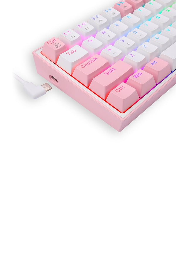 REDRAGON - K617-RGB Fizz 61Key Wired KB-White/Pink - white-pink