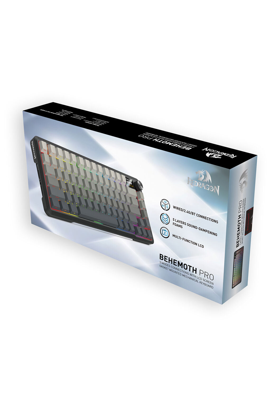 REDRAGON - Redragon K724-PRO BEHEMOTH Black 75% Gasket Tri-Mode Mechanical Gaming Keyboard - black