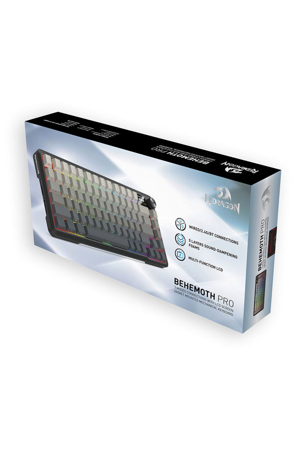 REDRAGON - Redragon K724-PRO BEHEMOTH Black 75% Gasket Tri-Mode Mechanical Gaming Keyboard - black