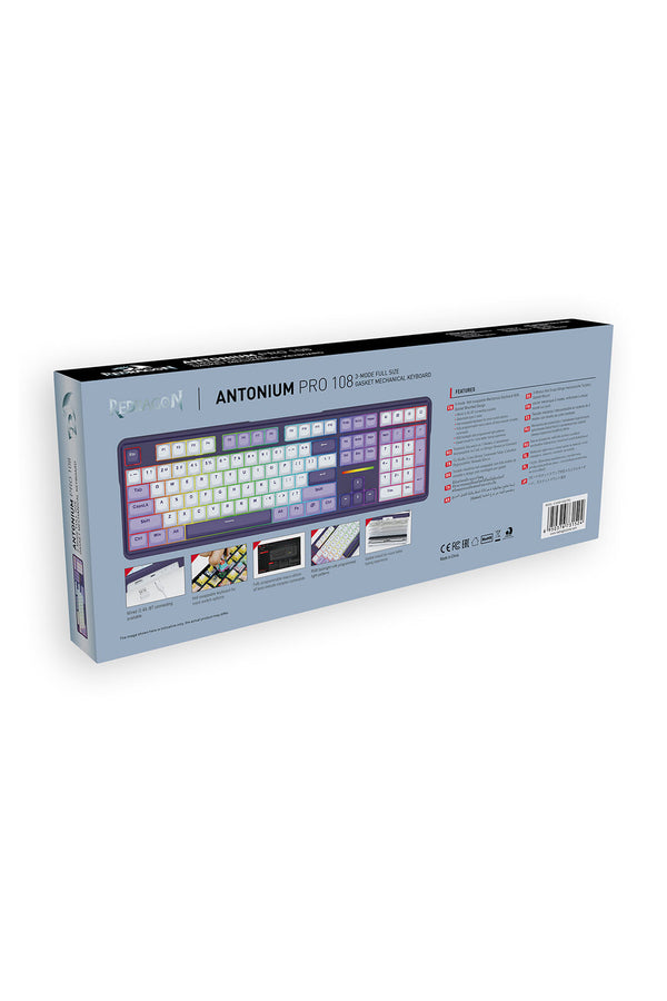 REDRAGON - K745WP-RGB-PRO Antonium KB-White/Purple - white-purple