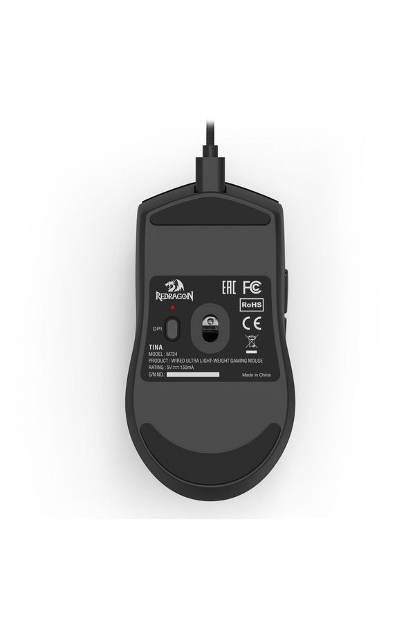 REDRAGON - Redragon M724 Throne Black Ultra-Light 42g Wired 12400 DPI Gaming Mouse - black