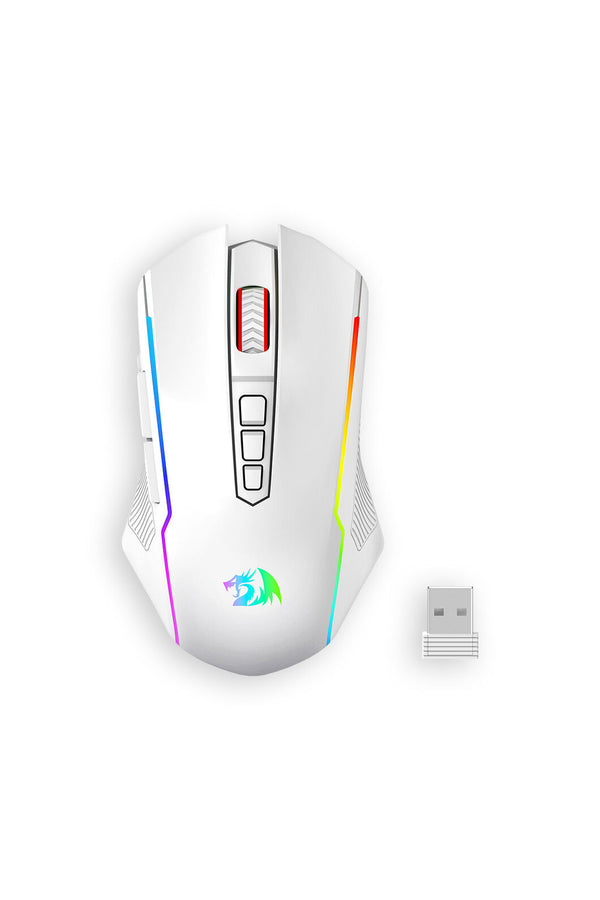 REDRAGON - Redragon M914W-RGB NIX White Full-Size Tri-Mode RGB Gaming Mouse - white