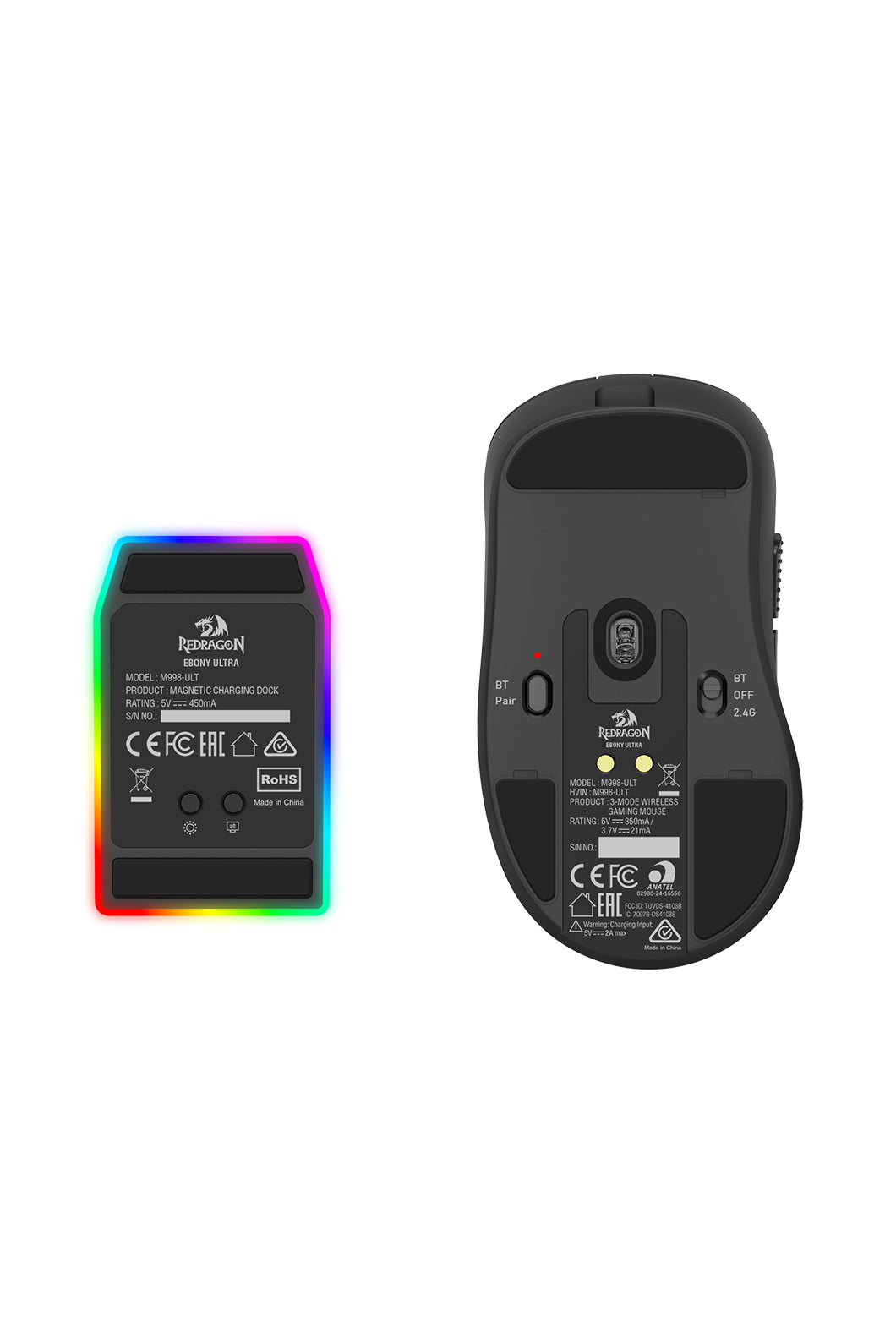 ELECTRONIC REBELLION - Ebony Dual 8K Mouse,Black - black