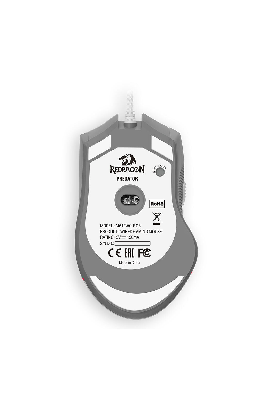 REDRAGON - Redragon M612WG Predator White/Grey 8000 DPI Wired RGB Gaming Mouse - white-grey