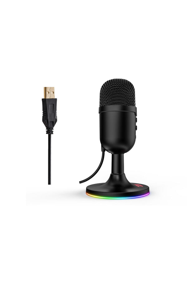 REDRAGON - Redragon GM303 Pulsar Black Compact RGB USB Studio Microphone - black