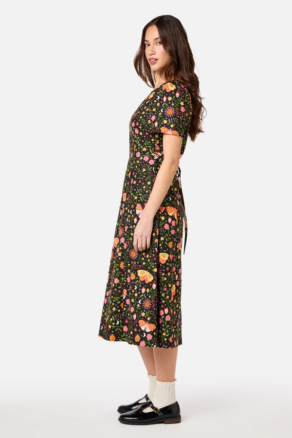 Princess Highway - Folk Art Midi Dress - pink