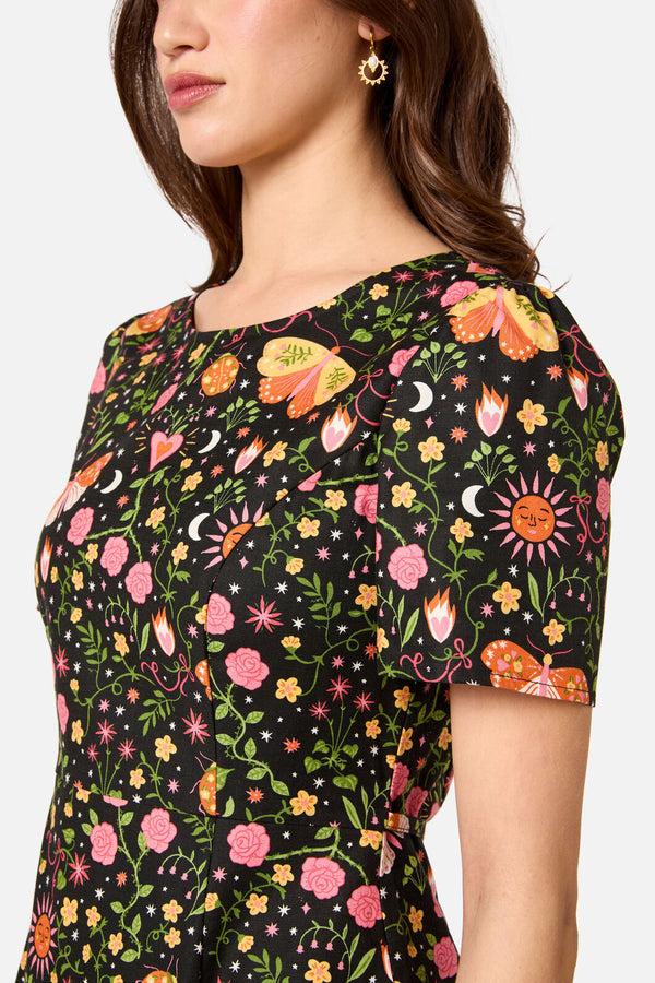 Princess Highway - Folk Art Midi Dress - pink