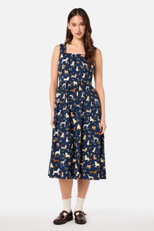 Princess Highway - Cute Dogs Midi Dress - navy