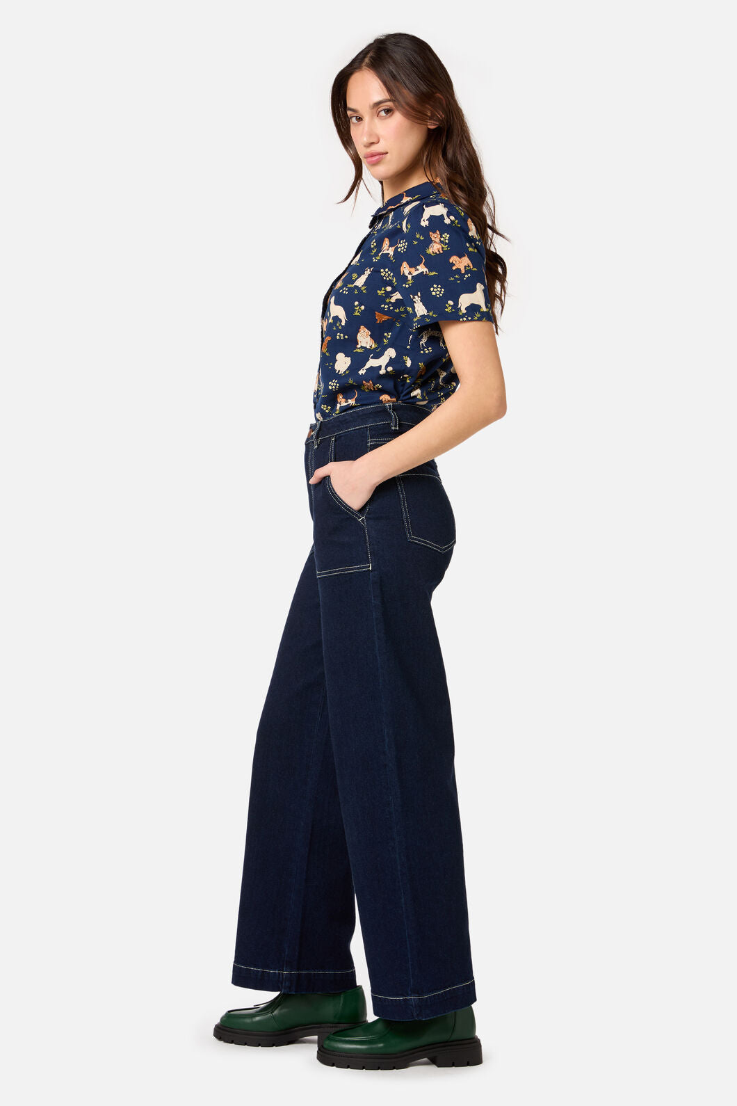 Princess Highway - Cute Dogs Blouse - navy