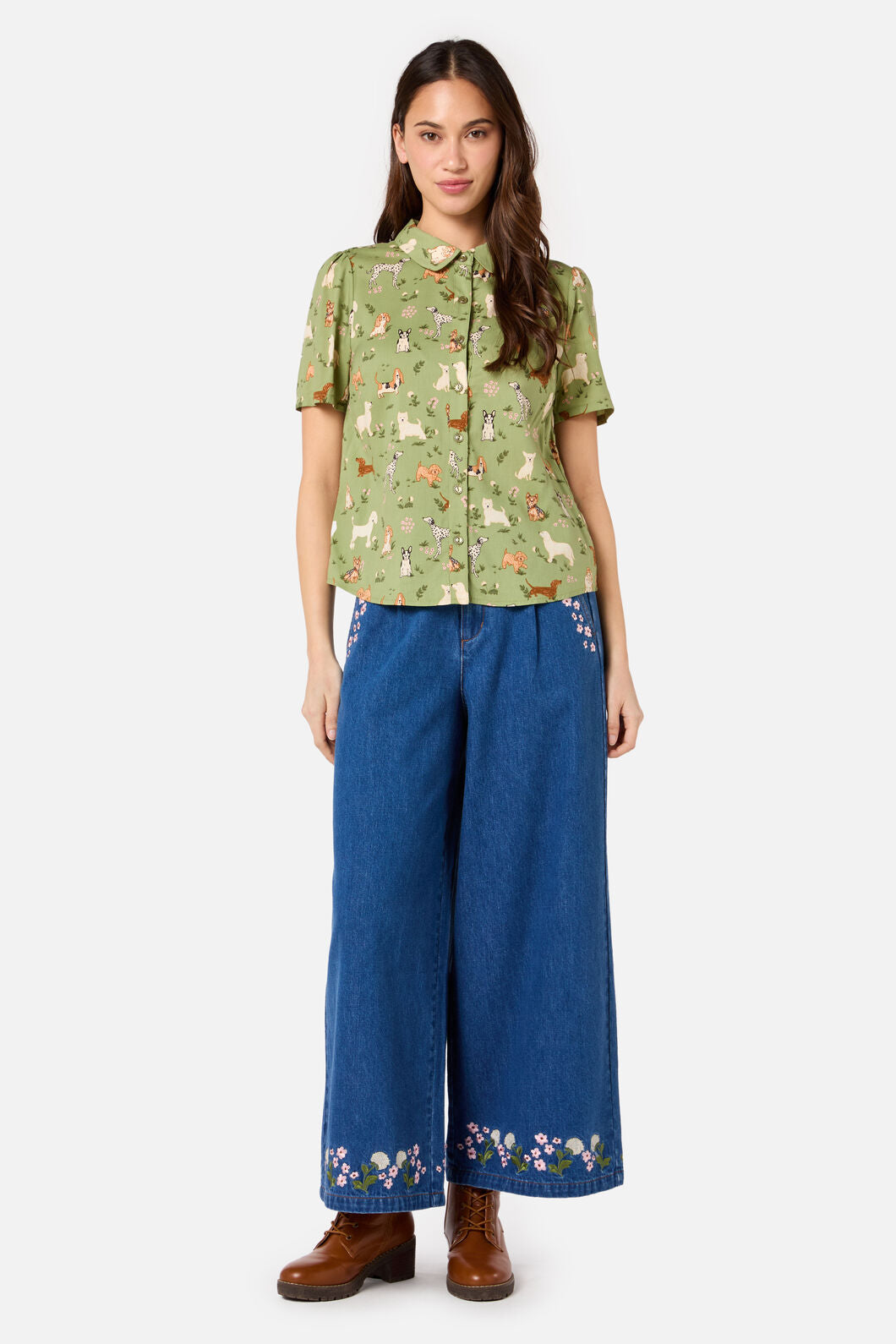 Princess Highway - Cute Dogs Blouse - green