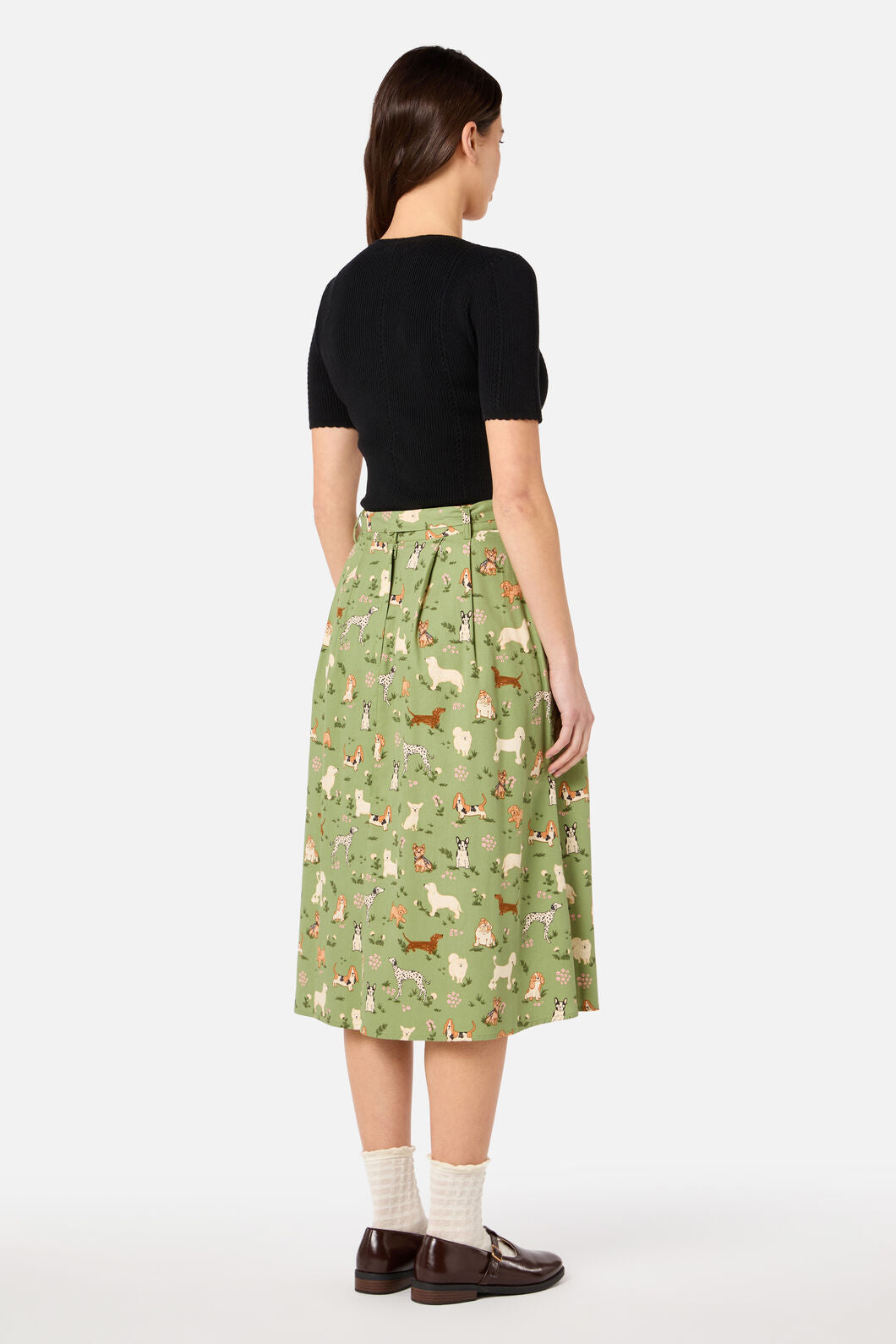 Princess Highway - Cute Dogs Midi Skirt - green