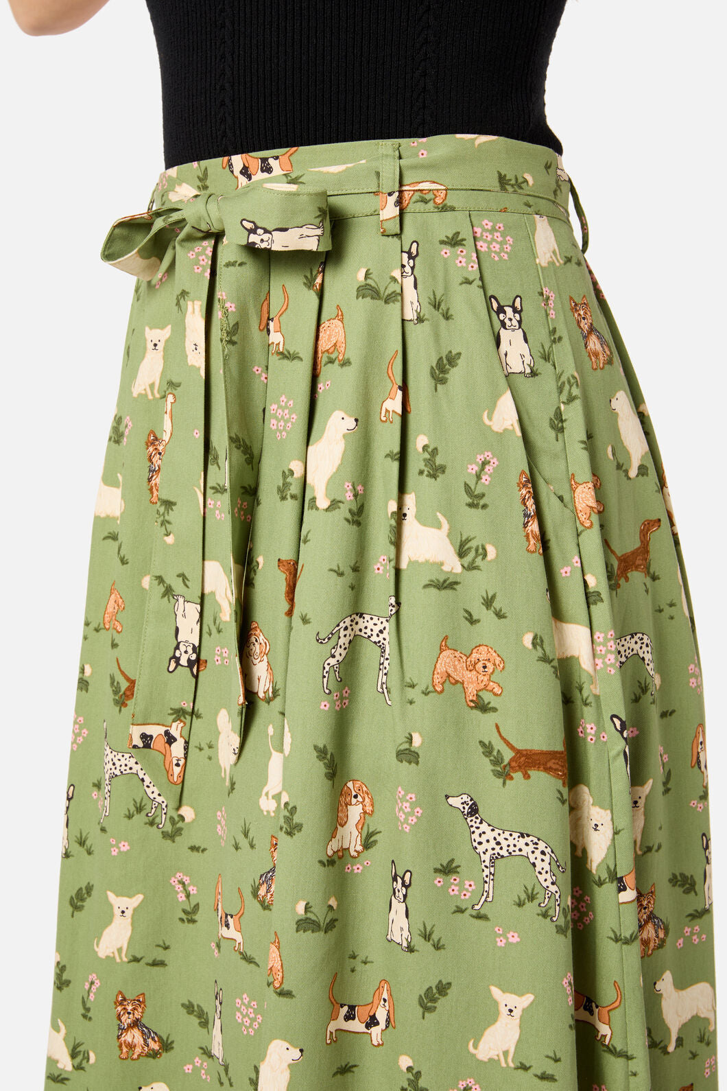 Princess Highway - Cute Dogs Midi Skirt - green