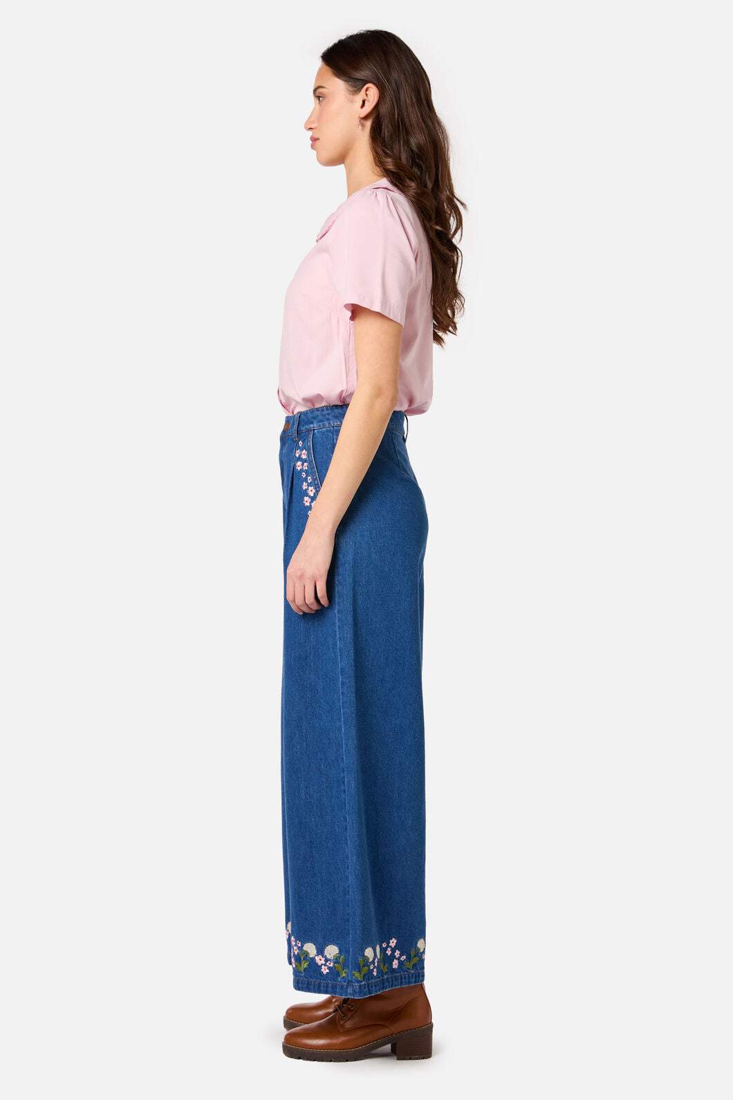 Princess Highway - Dandelions Emb Denim Culotte - mid-denim