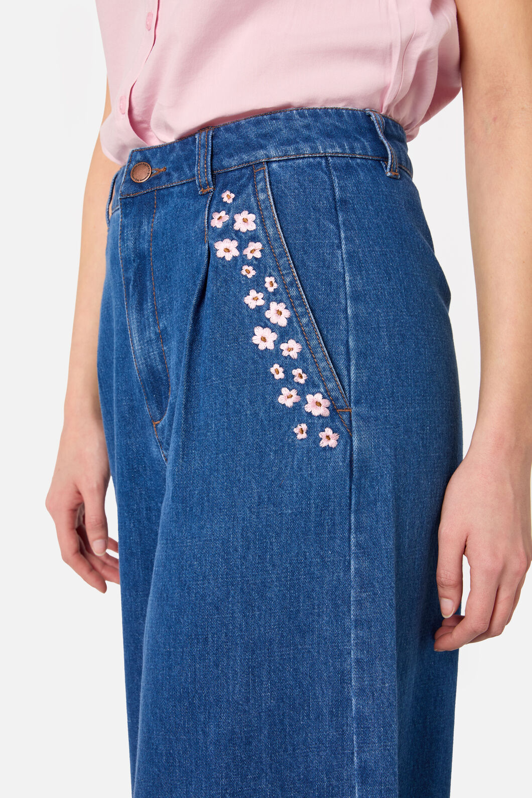 Princess Highway - Dandelions Emb Denim Culotte - mid-denim