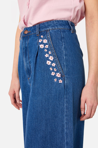 Princess Highway - Dandelions Emb Denim Culotte - mid-denim