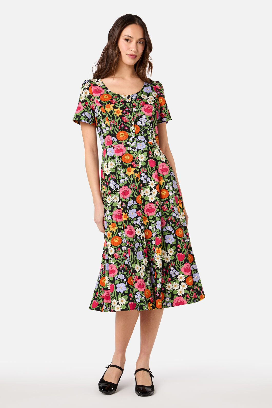 Princess Highway - Floral Field Midi Dress - black