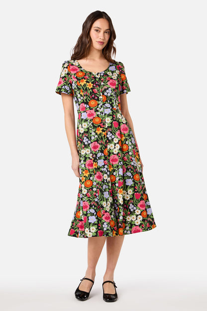 Princess Highway - Floral Field Midi Dress - black