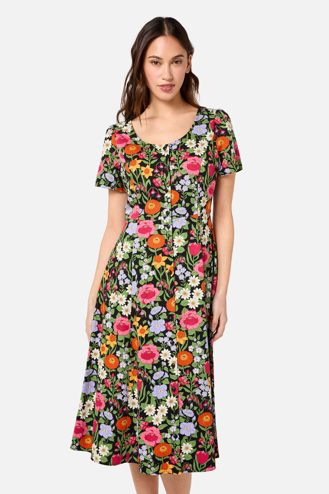 Princess Highway - Floral Field Midi Dress - black